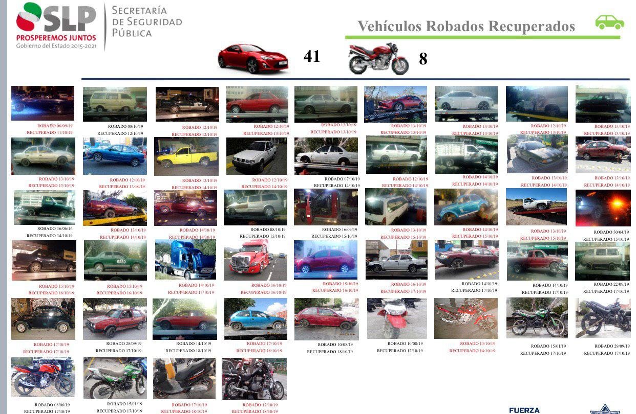 Recupera SSPE 36 vehículos entre el 12 y 18 de octubre 24SSPE Vehículos Recuperados 241019