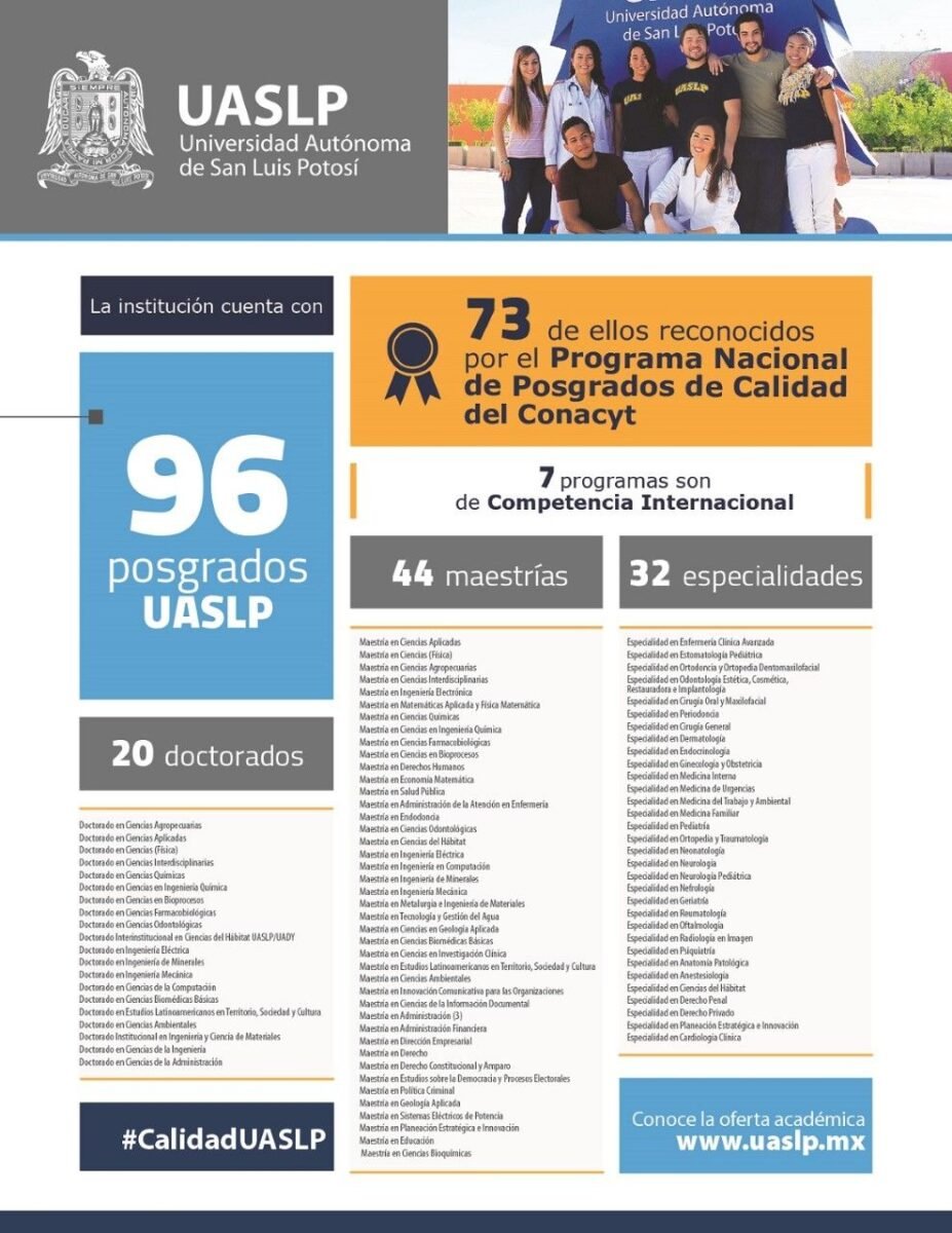 73 posgrados de los 96 que la UASLP ofrece, son de excelencia reconocidos por el Conacyt 30_POSGRADOSCARTA2019