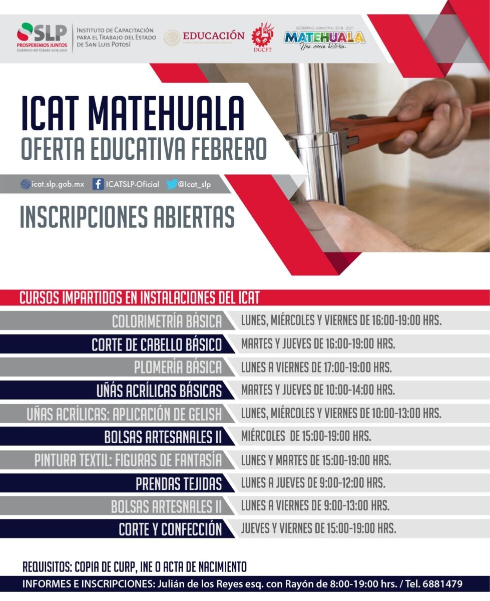 Icatat invita a curso que se impartirán en febrero en Matehuala 25ICAT Matehuala