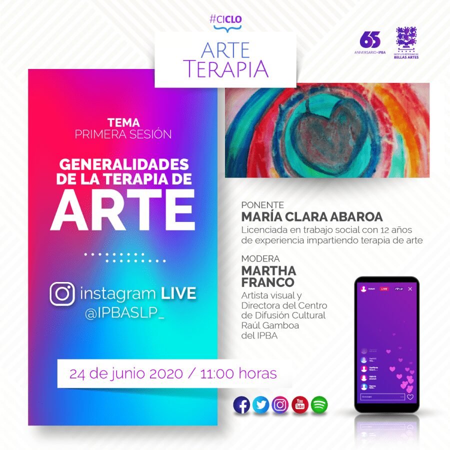 Invita SECULT a ciclo de sesiones virtuales sobre arte y terapia del IPBA SECULT Arte y terapia 210620
