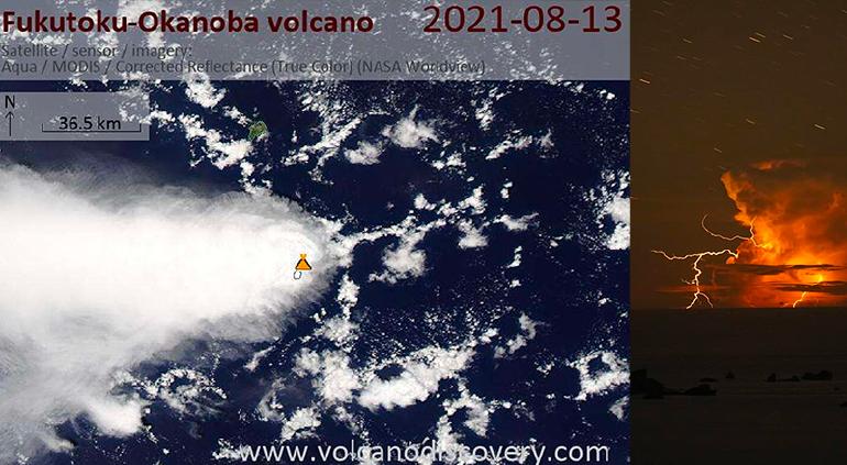 volcan fukutoku hace erupcion