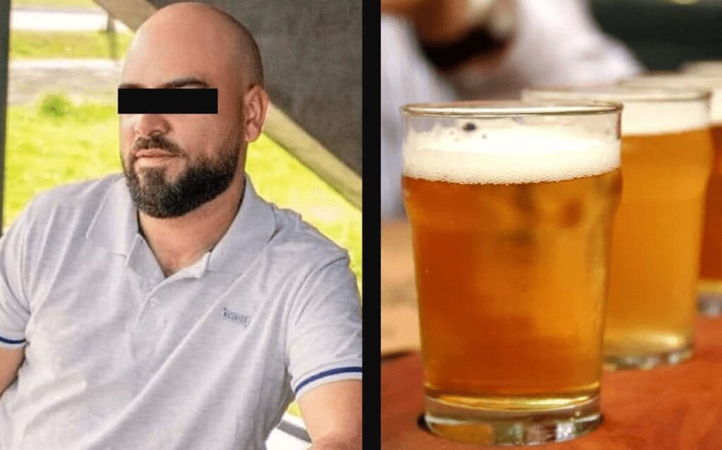 HOMBRE MUERE CERVEZA