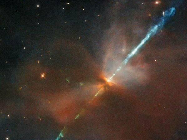 el-hubble-captura-una-estrella-que-dispara-un-potente