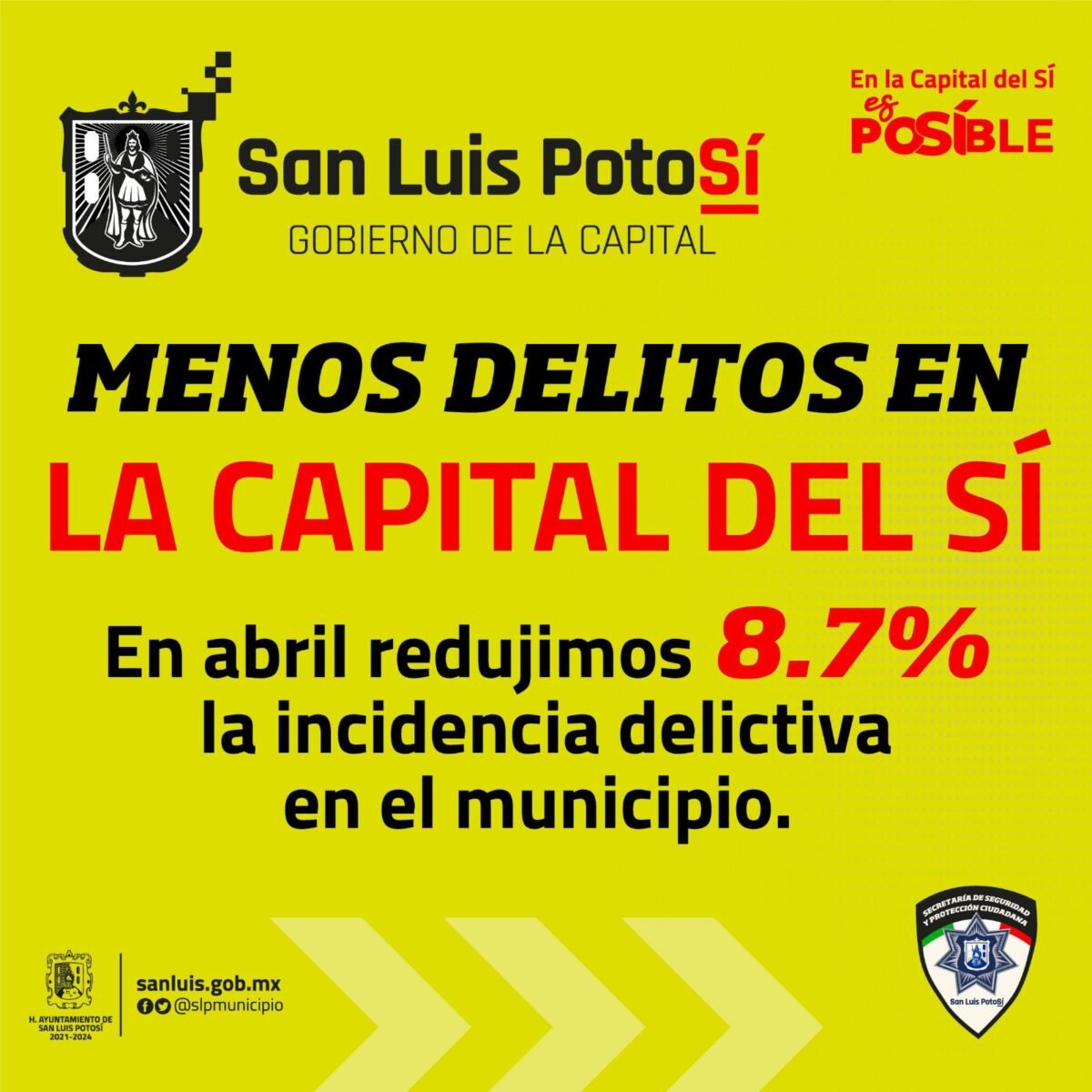 La Capital potosina registra disminución significativa de 8.7% en la incidencia delictiva, según SESNSP WhatsApp Image 2023-05-24 at 10.35.18 AM