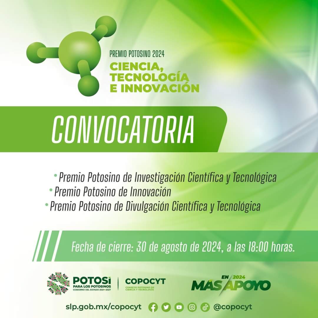 Convocan al Premio Potosino de Ciencia , Tecnología e Innovación 2024 premio potosino a la innovacion