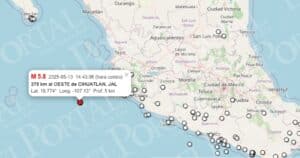 Se registro sismo de 5.8 en Cihuatlán Jalisco