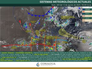 Monzon mexicano y la Ondas tropicales núm. 21 y 22  generarán lluvias fuertes