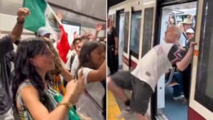 Italiano furioso impide subir al metro a grupo de mexicanos, ellos responden (video)
