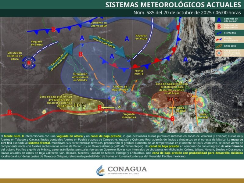 Lluvias intensas en Veracruz y Chiapas, y muy fuertes en Oaxaca y Tabasco clima 1