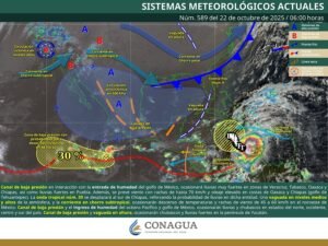 Lluvias muy fuertes en Veracruz, Tabasco, Oaxaca y Chiapas