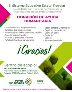 ¡La Huasteca nos necesita! Dependencias estatales recolectan víveres
