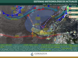Lluvias intensas en Chiapas y muy fuertes en el sur y sureste del país