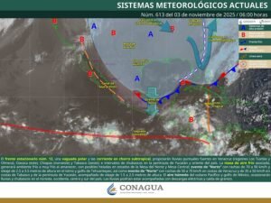 Lluvias fuertes y evento de “Norte” en Veracruz, Oaxaca, Chiapas y Tabasco