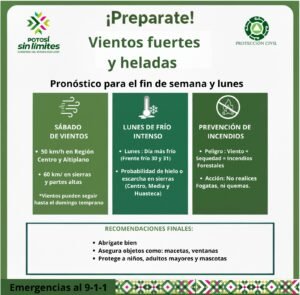 Alertan por frío y fuertes vientos en San Luis