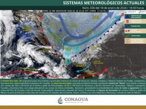 Frente frío 29 y masa de aire polar se desplazan bajando temperaturas de entre -10°C a 0°C en varios Estados