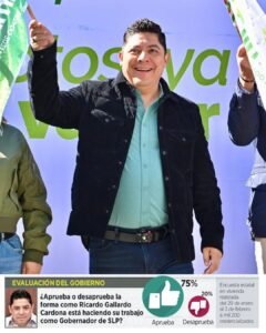 Ratifica encuesta de Grupo Reforma alta aprobación de Ricardo Gallardo en San Luis Potosí