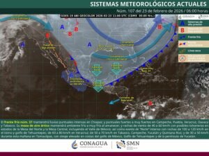 Lluvias intensas y evento de Norte en el sureste; ambiente frío en el centro y norte del país