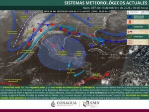 Frente frío y vaguada polar sobre el noroeste del país