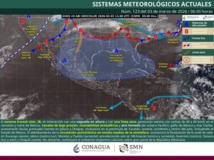 Lluvias fuertes en Jalisco y Chiapas, con vientos intensos en el norte y sureste del país