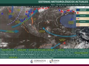 Pronóstico de lluvias fuertes en Chiapas, Campeche, y Quintana Roo