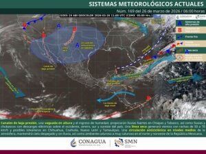 Lluvias puntuales fuertes en Chiapas y Tabasco