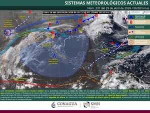 Lluvias intensas en Coahuila y Nuevo León; viento fuerte con tolvaneras y torbellinos en el norte y noreste del país.