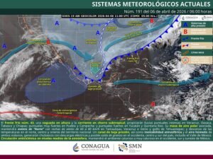 Frente frío 43 provoca lluvias intensas y evento de “Norte” en el Golfo y sureste