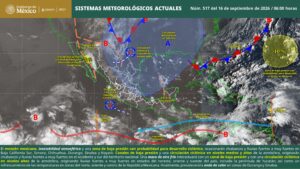 Lluvias, calor extremo y fuertes vientos marcarán el clima en México este 16 de septiembre