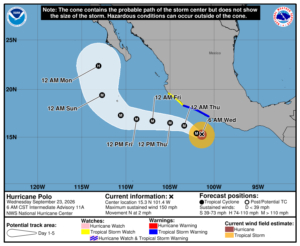 Huracán Polo de categoría 4 se localiza frente a las costas de Guerrero y Michoacán