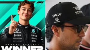 Resultados del GP de Azerbaiyán: Caótica carrera con un Checo Pérez que supo sacar provecho y el triunfo de Russell