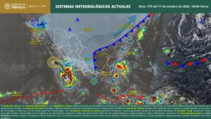 Lluvias puntuales torrenciales en zonas de Jalisco, Colima, Michoacán, Veracruz, Tabasco, Oaxaca y Chiapas