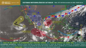 Frente frío y zonas de baja presión provocarán lluvias torrenciales en gran parte de México