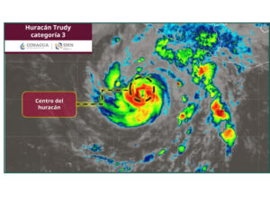 Huracán Trudy alcanza categoría 3; prevén lluvias torrenciales en San Luis Potosí y cuatro estados más! (trayectoria)